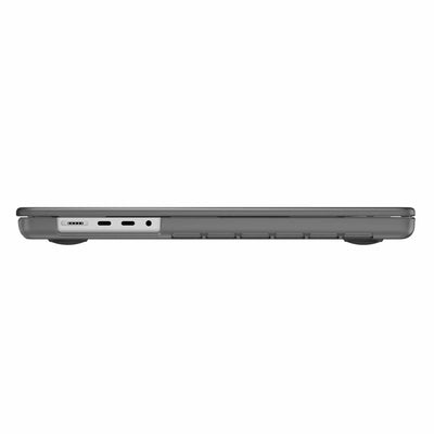Side view of the MacBook with the laptop closed.#color_graphite-grey